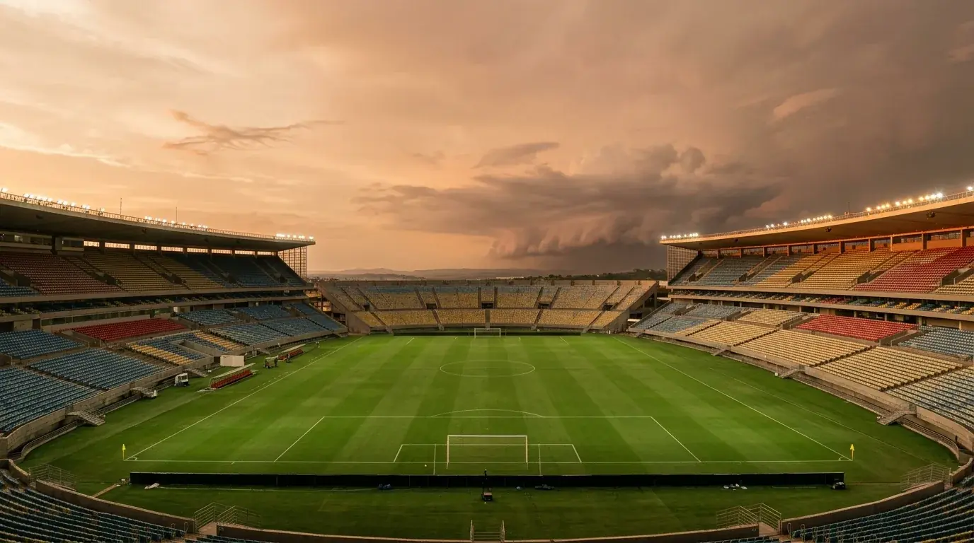 Offenes Stadion in schwüler Abendhitze vor einem Spiel der WM 2026